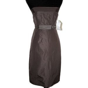 J Crew Brown Silk Casual Strapless Dress Size 2